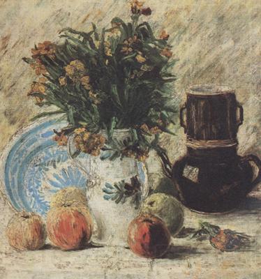 Vincent Van Gogh Vase with Flowers Coffeepot and Fruit (nn04) Spain oil painting art